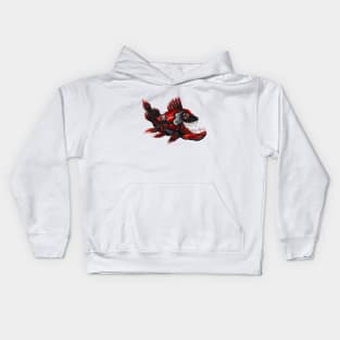 Watercolor black-red cross-finned fish Kids Hoodie